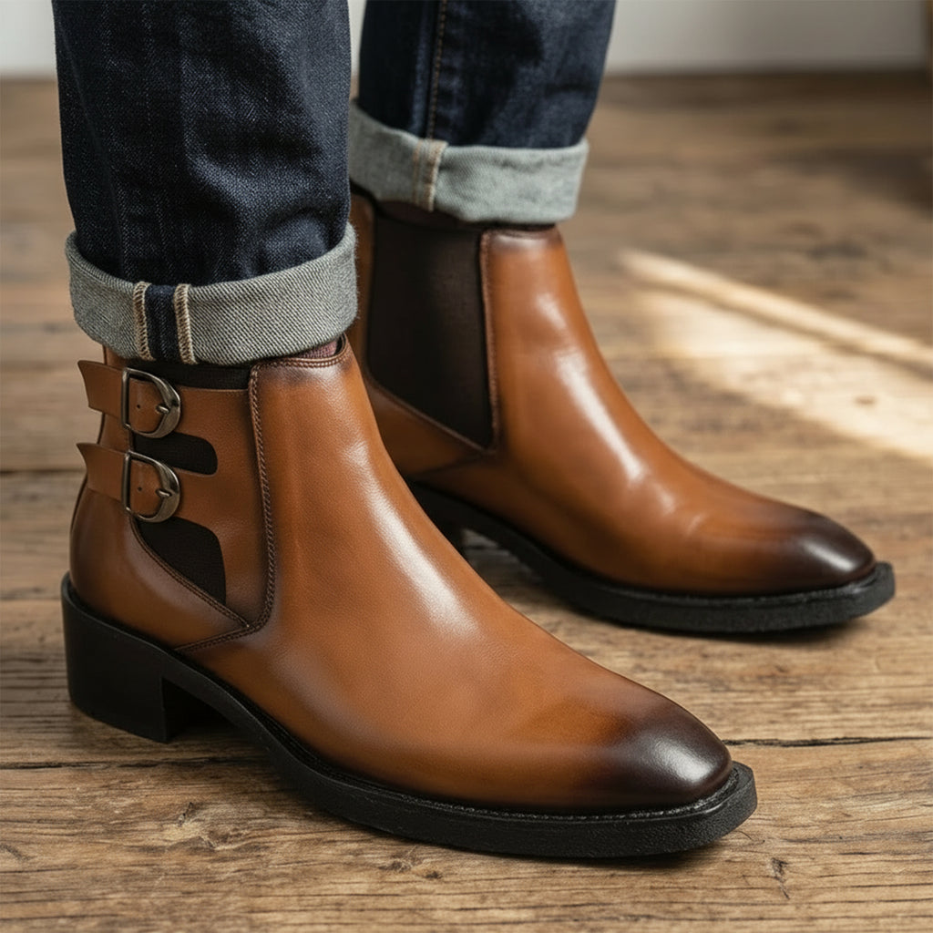 BAXXICO Mens Formal Chelsea Boots Extra Height Lift Comfortable Fashion Boots