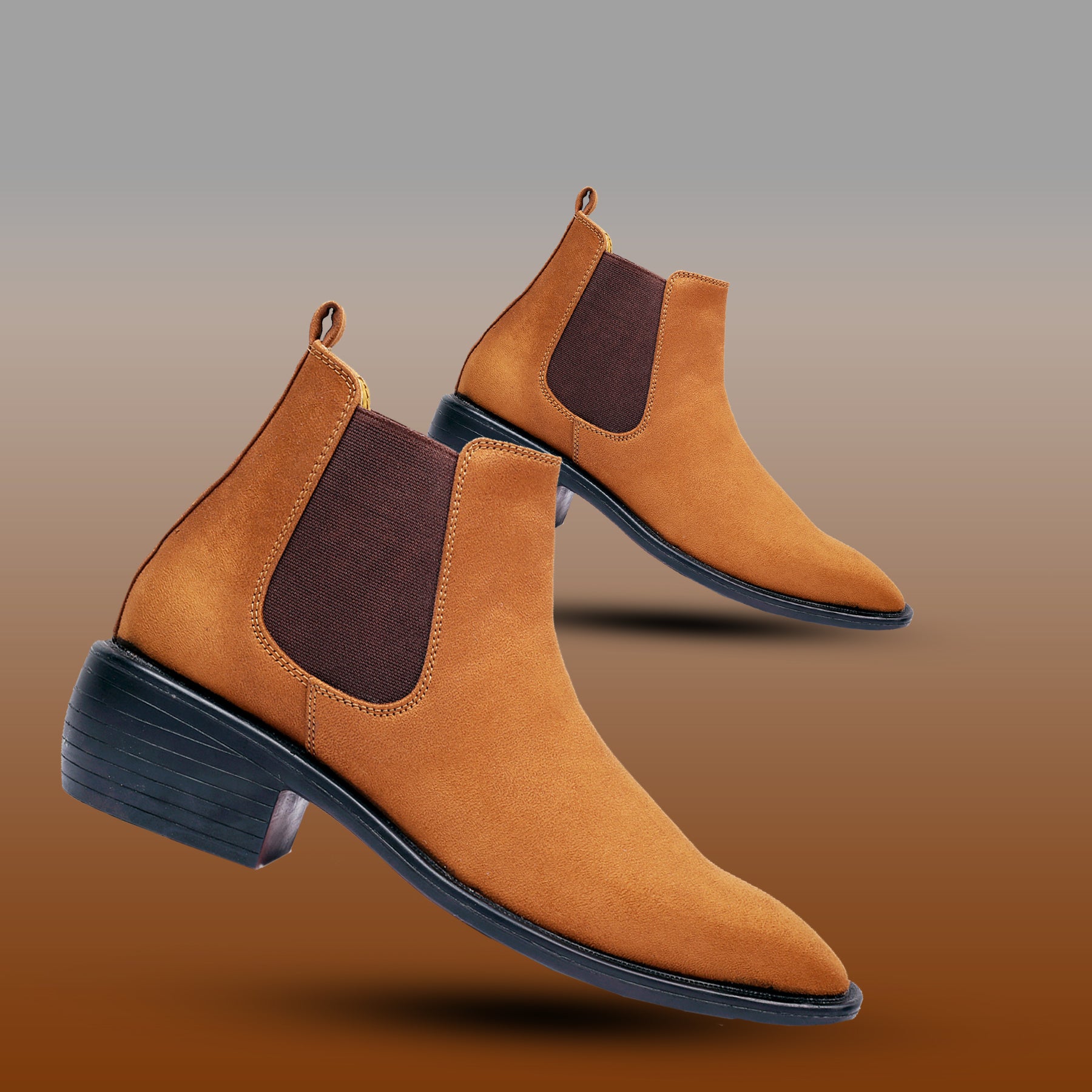 BAXXICO Mens Height Increasing Suede British Formal and Casual Wear Chelsea Boots