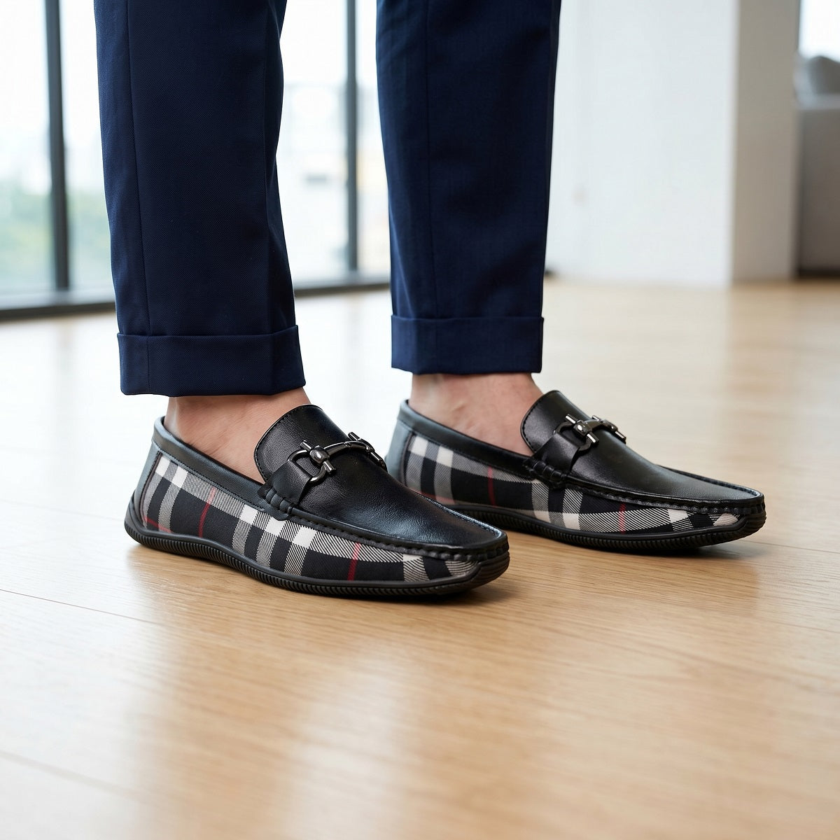 BAXXICO Stylish And Comfortable Checker Loafers for Men