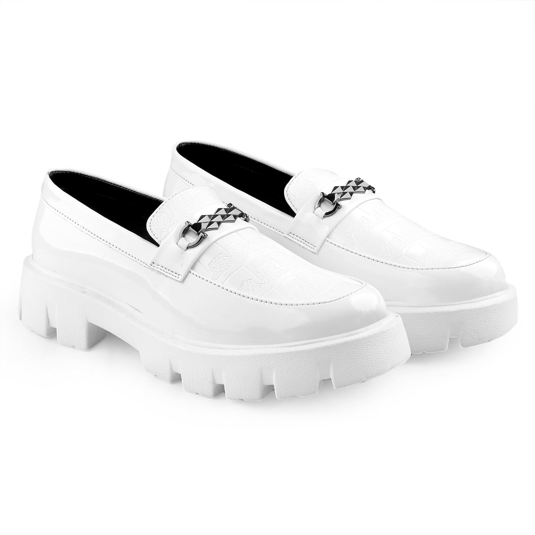 Baxxico Premium Patent Vegan Buckle Slip ons for Men