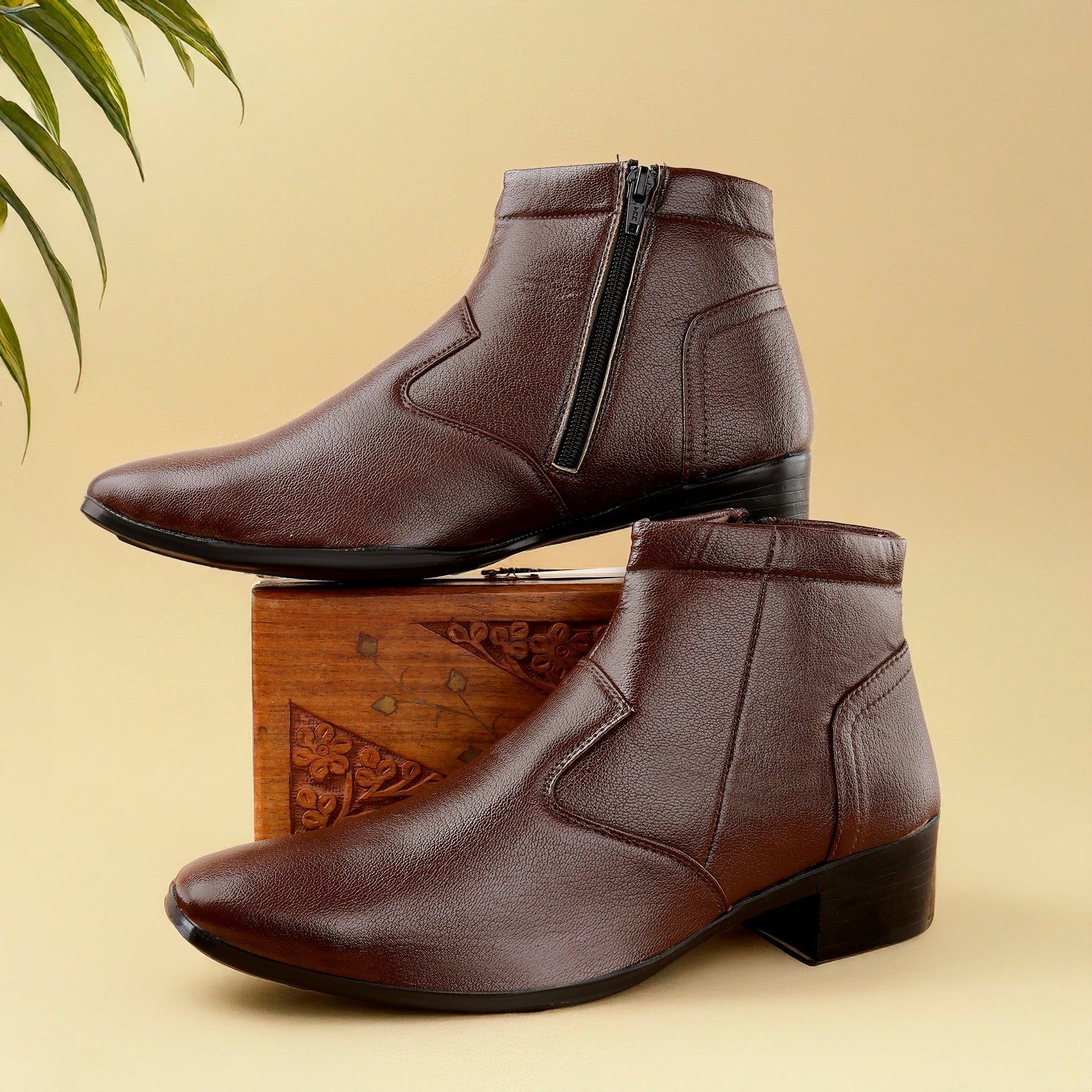 BAXXICO Height Increasing Formal Ankle Zipper Boots