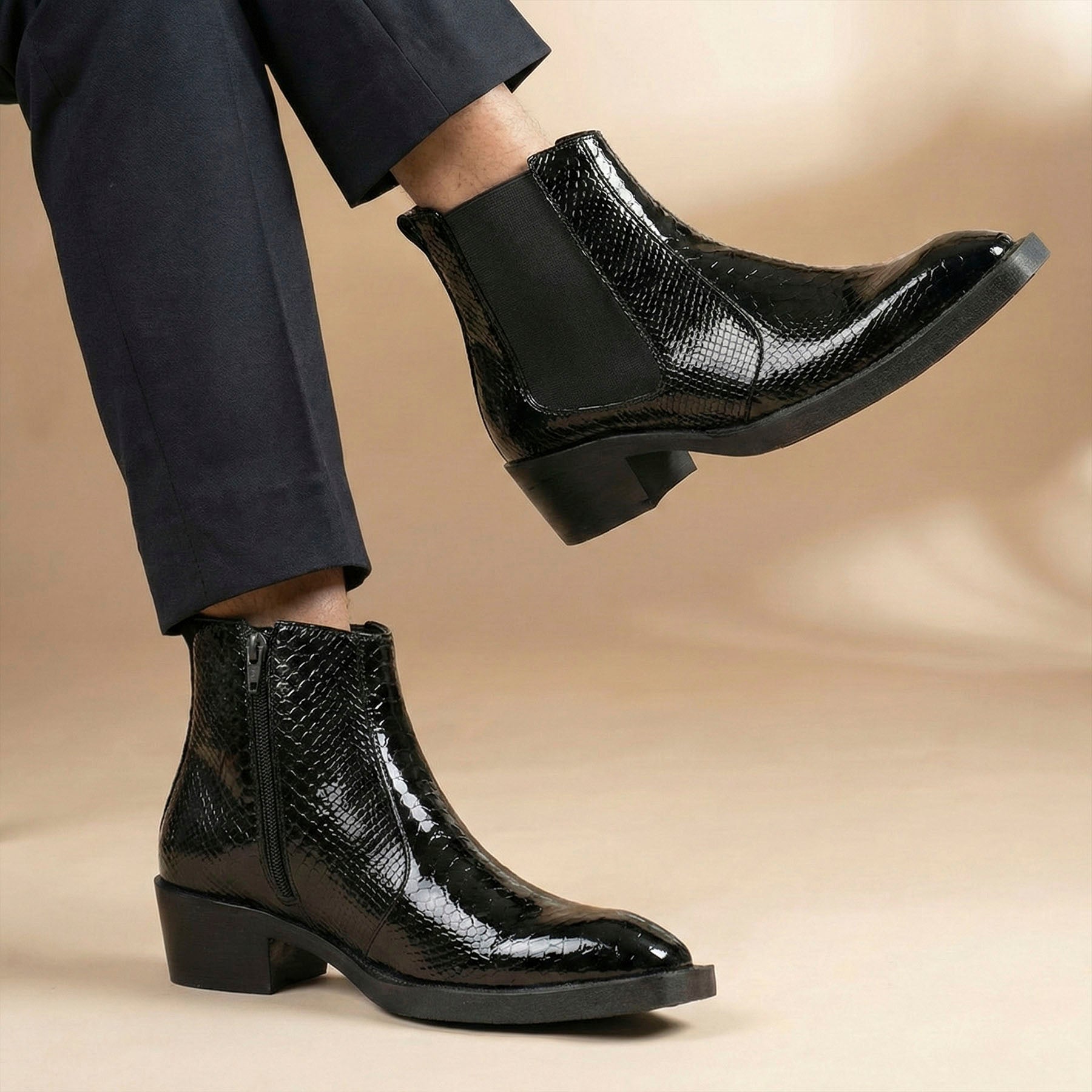 BAXXICO Mens Elevator Boots with 2 Inches Heel Height Boost