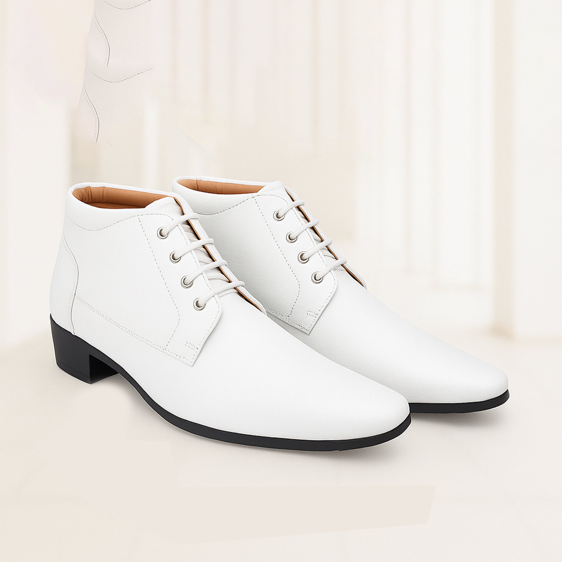 Mens Height Increasing Derby Faux Vegan Leather Formal Wear Boots