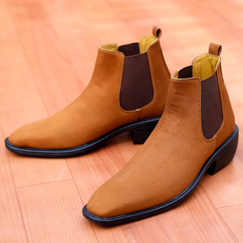 BAXXICO Mens Height Increasing Suede British Formal and Casual Wear Chelsea Boots