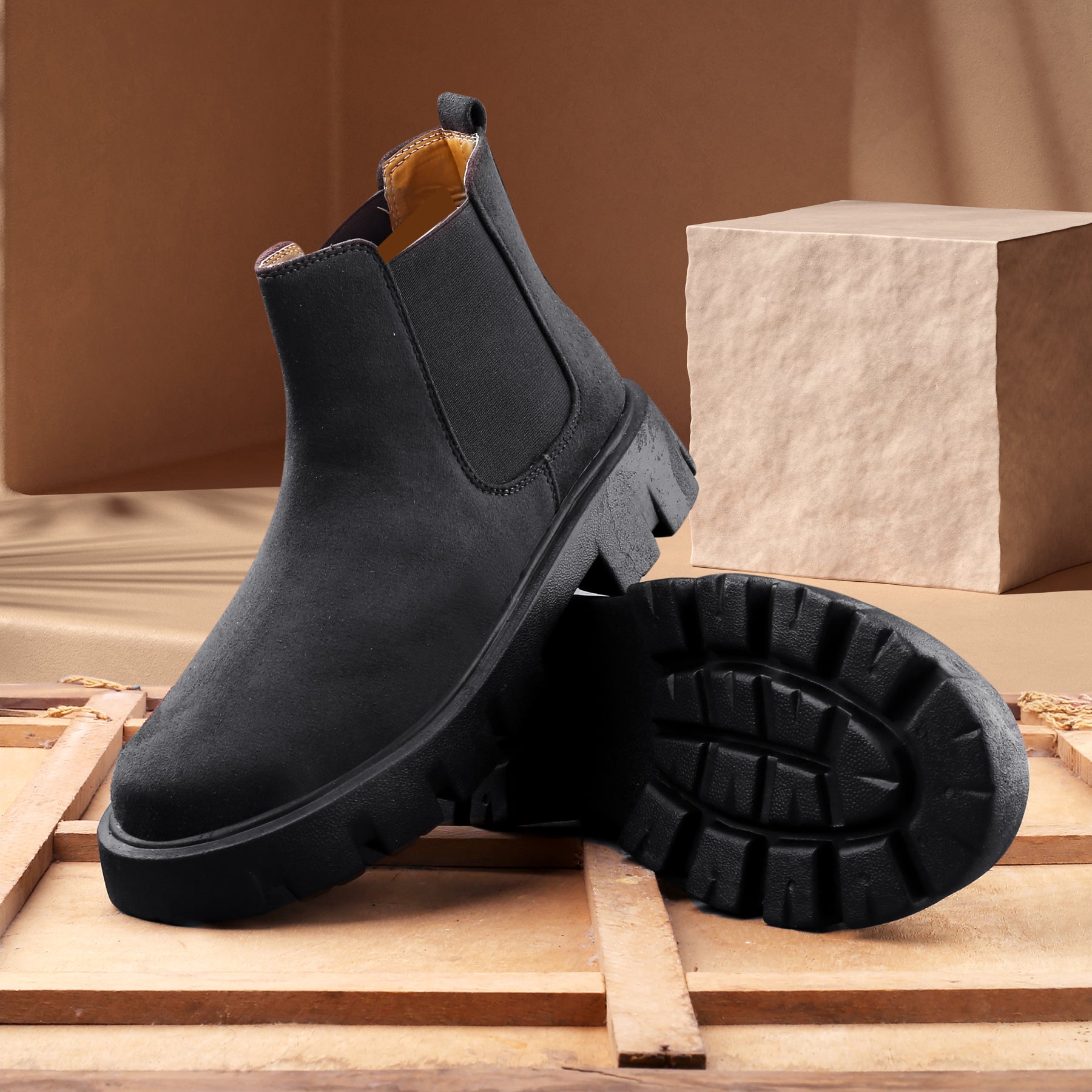 Baxxico Vegan Suede Ultra Comfortable Slip-on Boots for Men