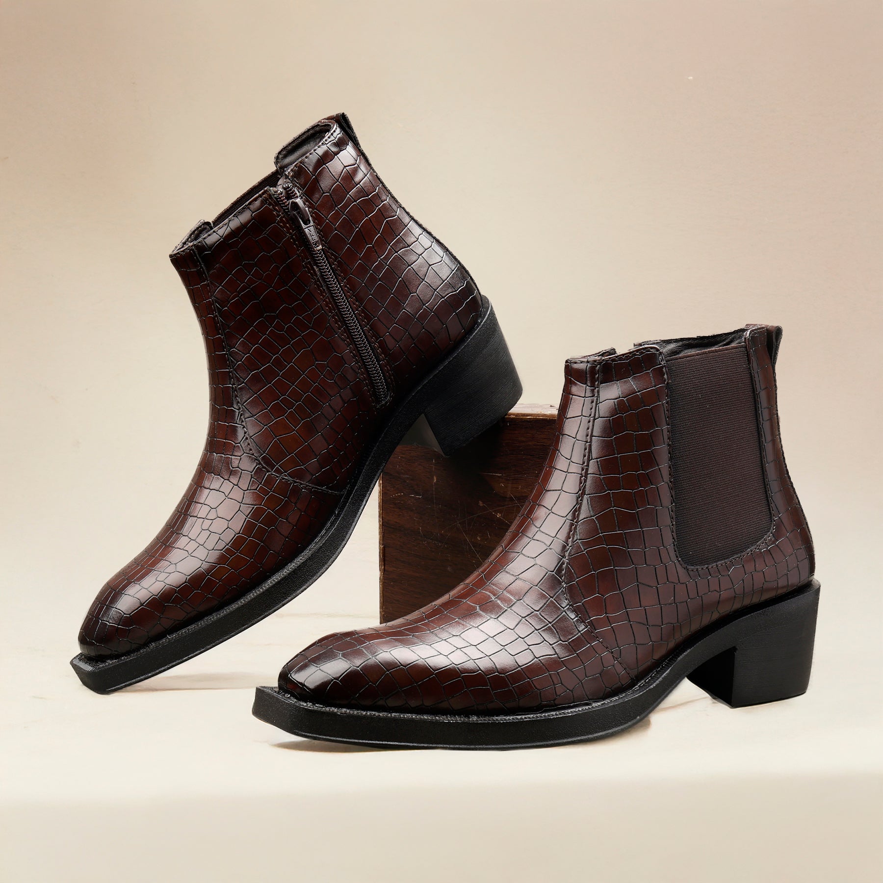 BAXXICO Mens 2 Inch Heel Height Boots Stylish Elevation with Comfort