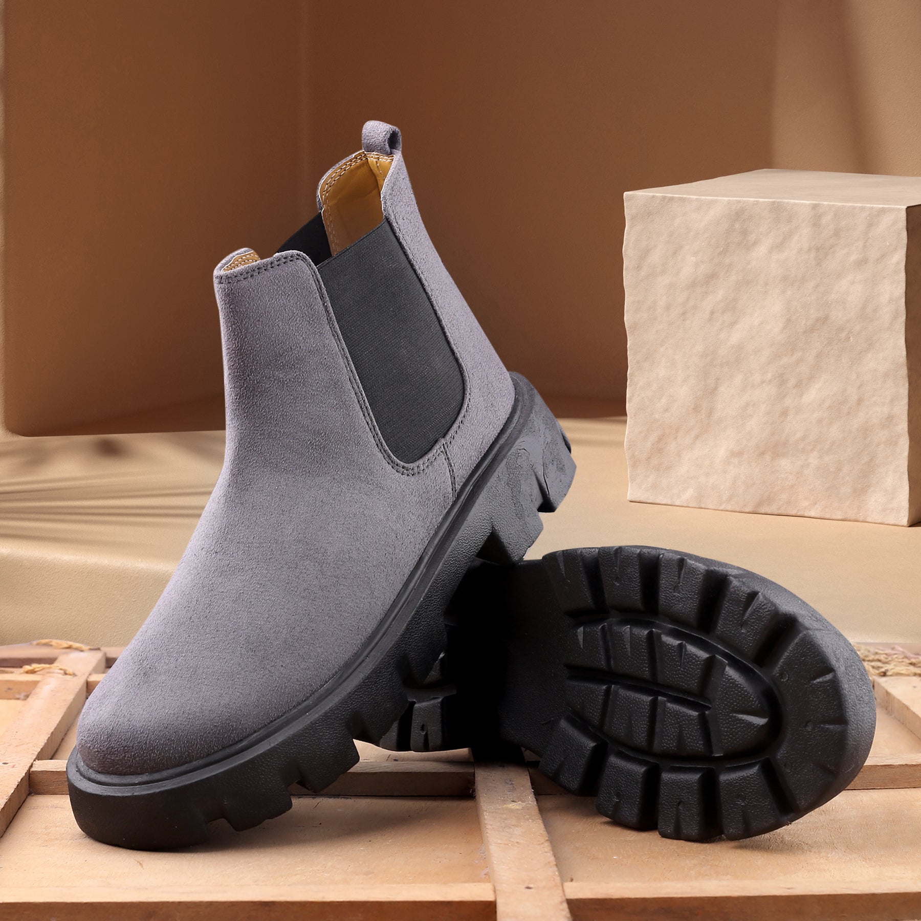Baxxico Vegan Suede Ultra Comfortable Slip-on Boots for Men