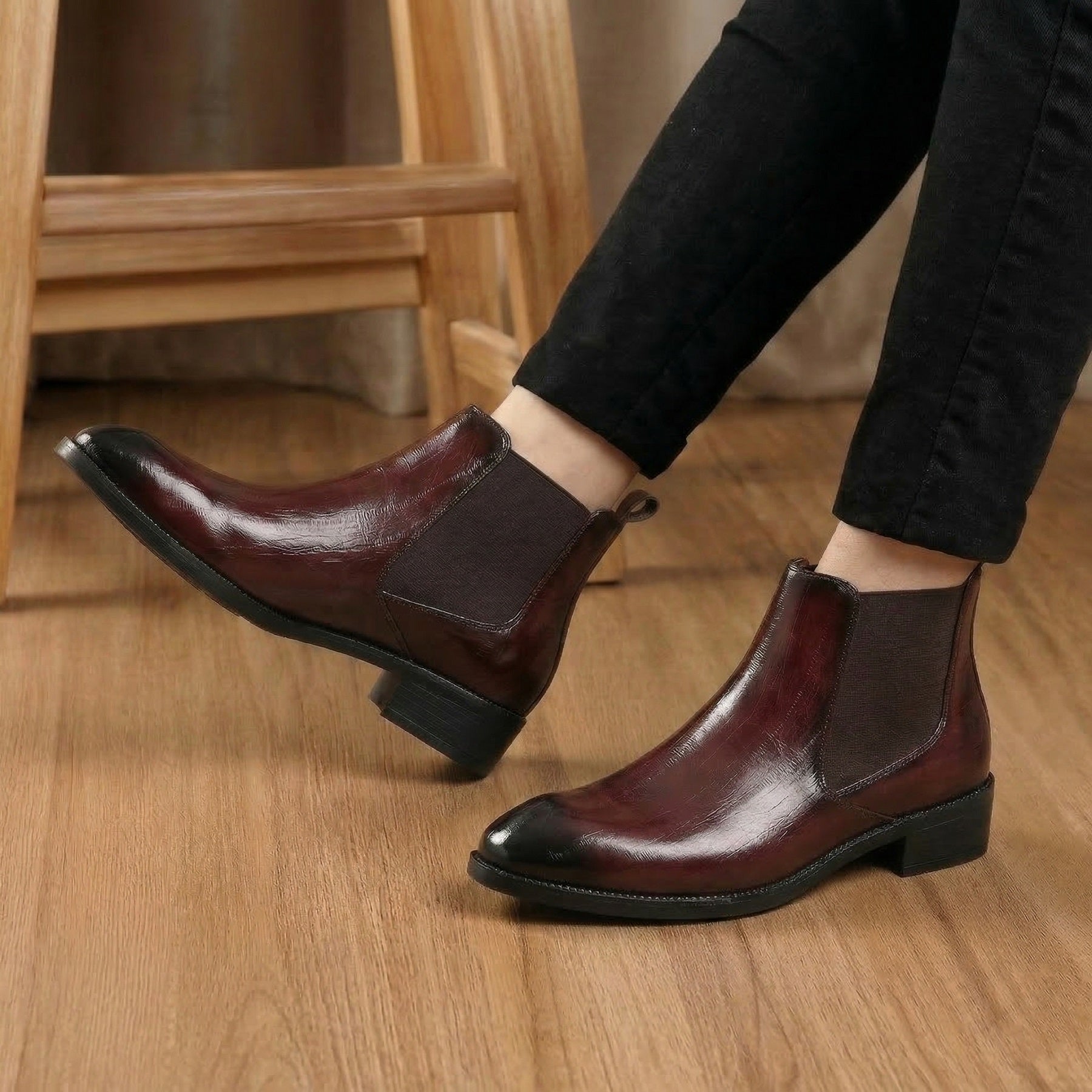 BAXXICO Mens Elevator Chelsea Boots Increase Height with Premium Style