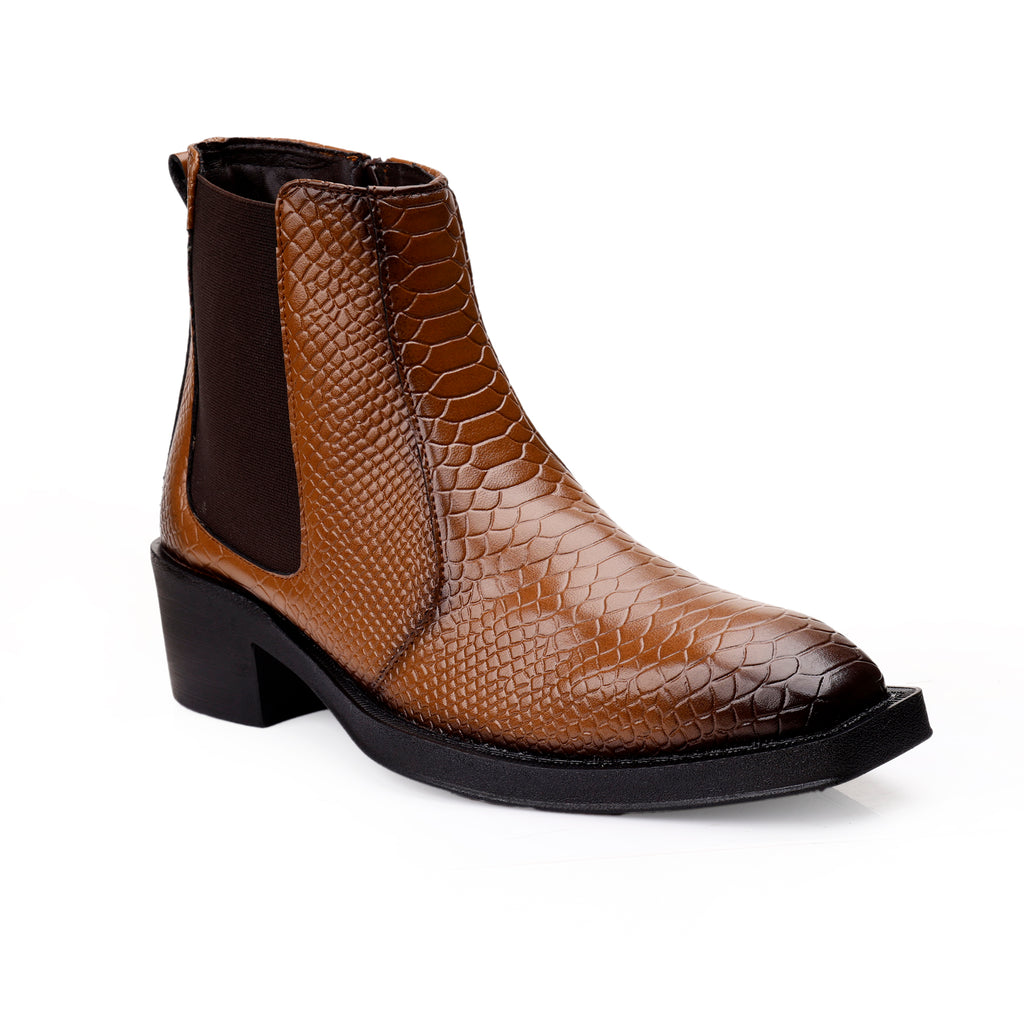 BAXXICO Mens Stylish 2 Inch Height Boosting Ankle Boots