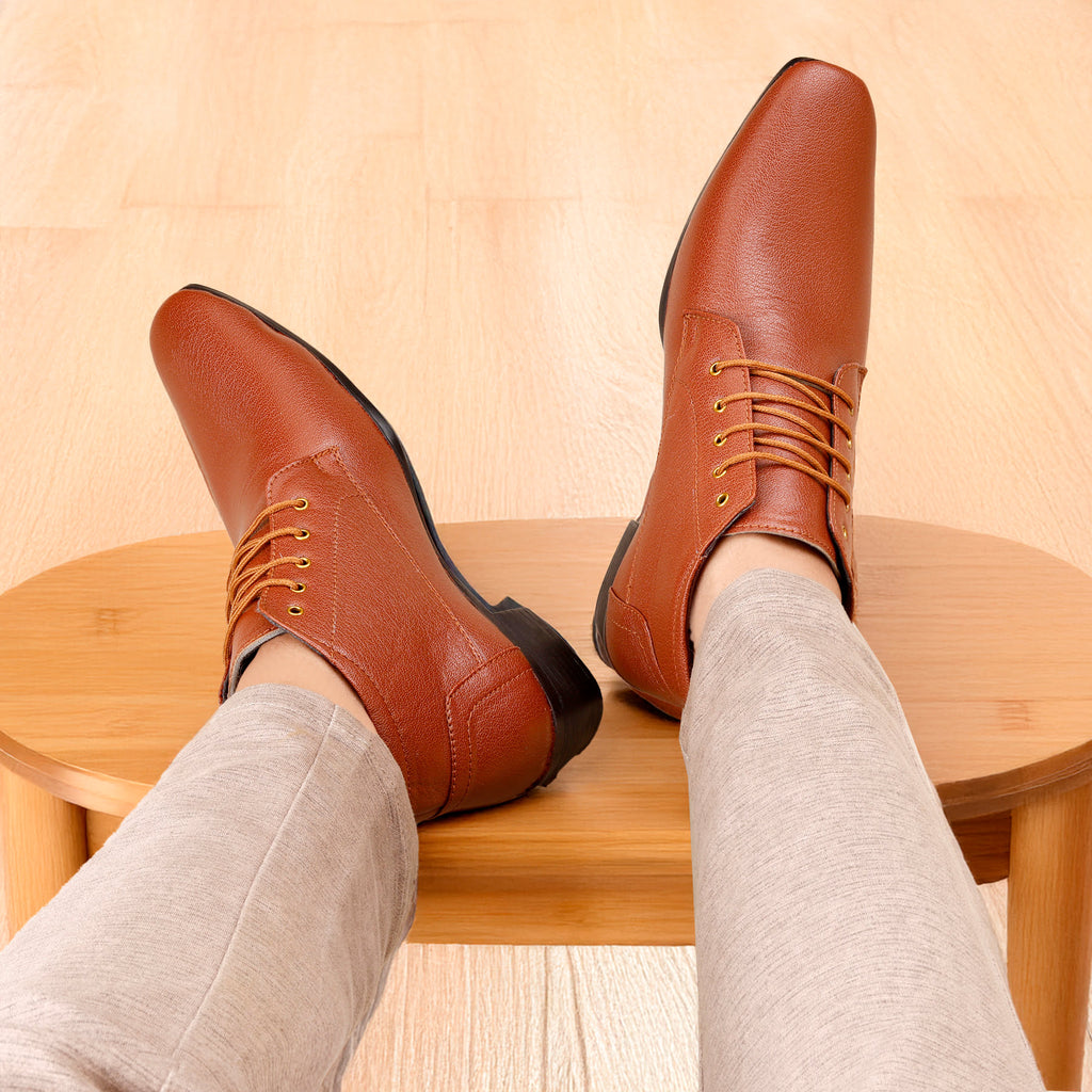 Mens Height Increasing Derby Faux Vegan Leather Formal Wear Boots