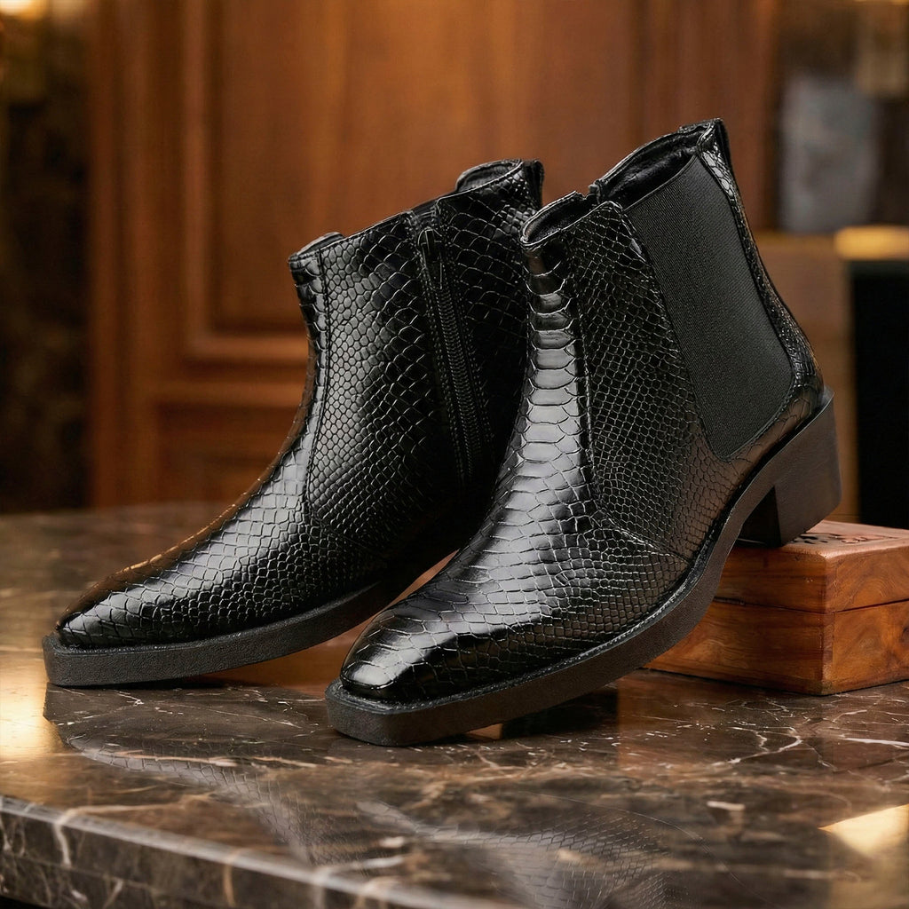 BAXXICO Mens Stylish 2 Inch Height Boosting Ankle Boots
