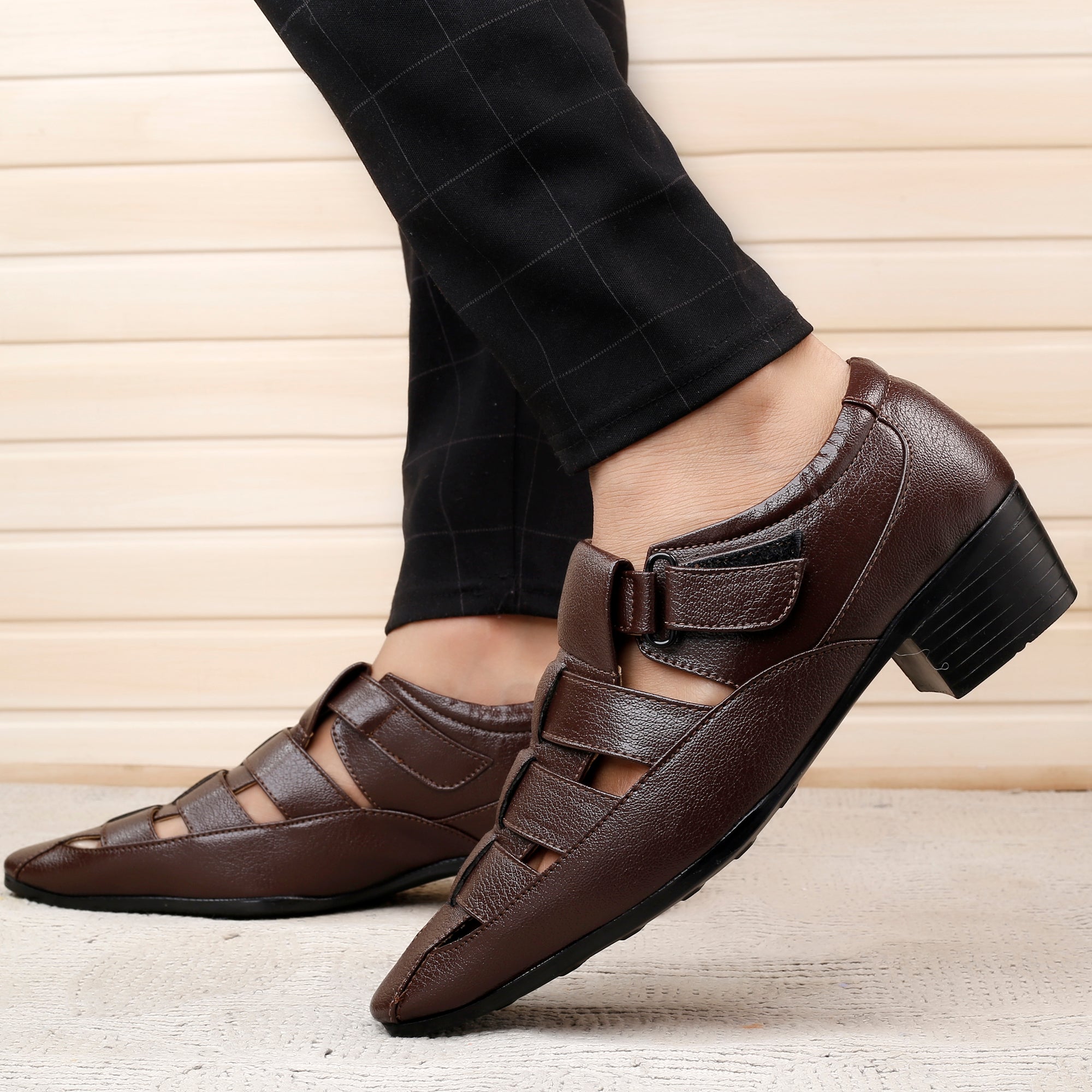 BAXXICO Mens Height Increasing Formal Roman Sandals