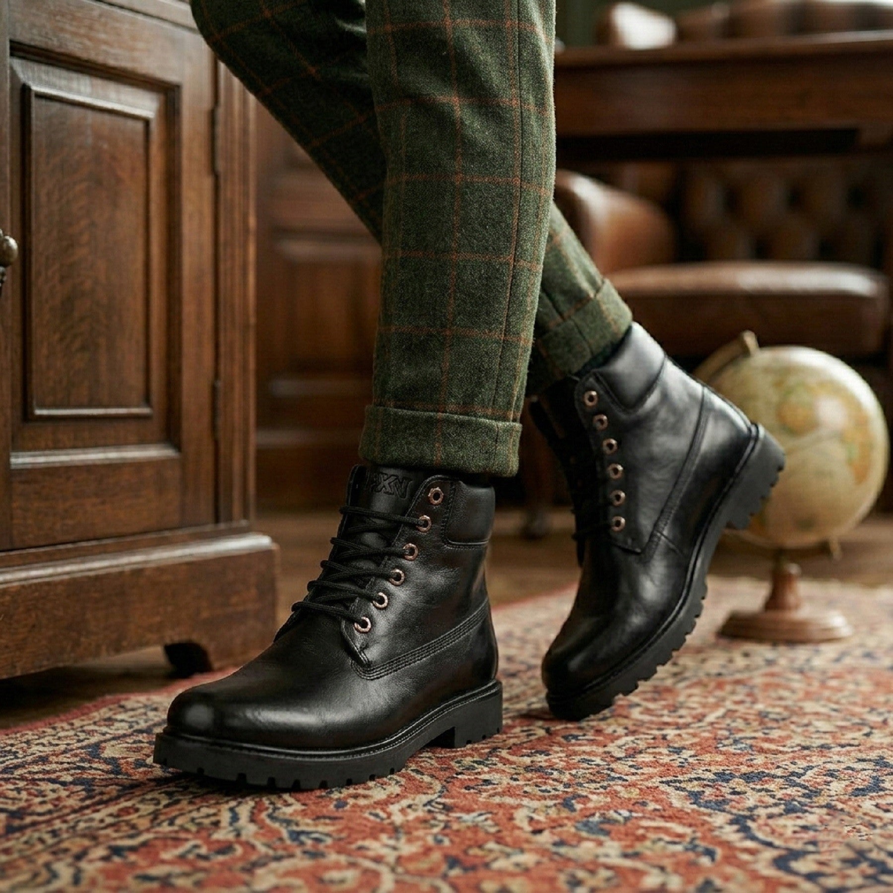 Baxxico Faux Vegan Leather Chelsea Ankle Lace up Boots for Men