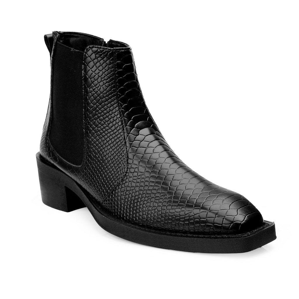 BAXXICO Mens Stylish 2 Inch Height Boosting Ankle Boots